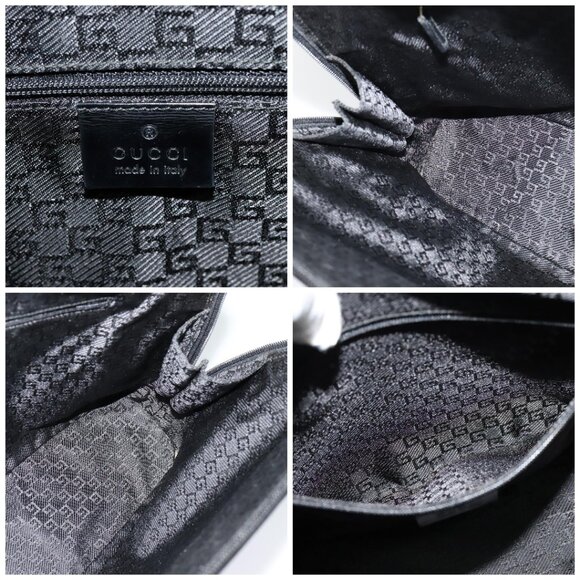 GUCCI Tote Bag Canvas Leather Gray Black Silver 002 1122 Auth bs23009 - Picture 14 of 15